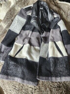 Buffalo David Bitton Plaid And Faux Leather Coat- Women's Large